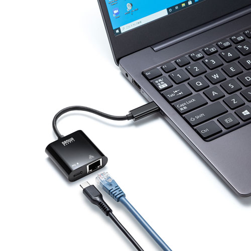 パソコン パーツ 部品 LAN スタンド 情報 マウス スマートフォン OA機器 周辺 スマホ デジタル関連 | サンワサプライ USB3.2 TypeC-LAN変換アダプタ PD対応 ブラック USB-CVLAN7BK
