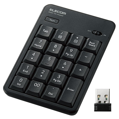 部品 マウス パット WEB LAN ルーター パソコン スマートフォン スマホ OA機器 デジタル デジタル関連 | エレコム 無線静音テンキーパッド TK-TDM022SKBK