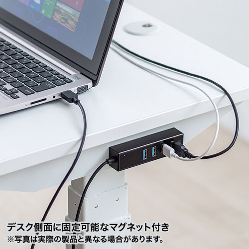 【5個セット】 サンワサプライ 磁石付USB3.2Gen1 4ポートハブ USB-3H405BKNX5