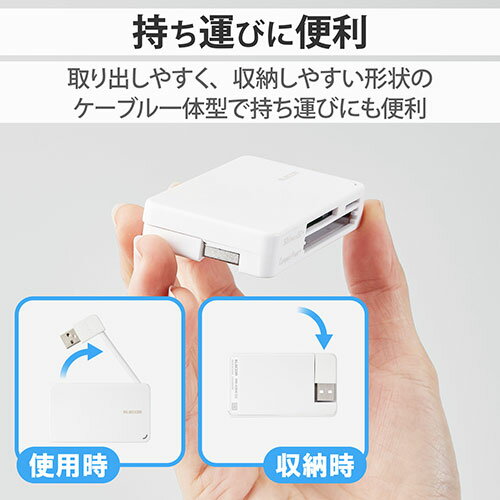 パソコン スマホ OA機器 デジタル 情報 周辺 機器 パーツ ケース スタンド アクセサリー デジタル関連 | エレコム USB2.0対応メモリカードリーダー ケーブル収納型タイプ MR-K304WH