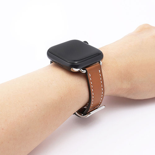 WEARPLANET Slim Line クラシック本革バンド for Apple Watch 45/44/42mm メープルブラウン WP23141AW