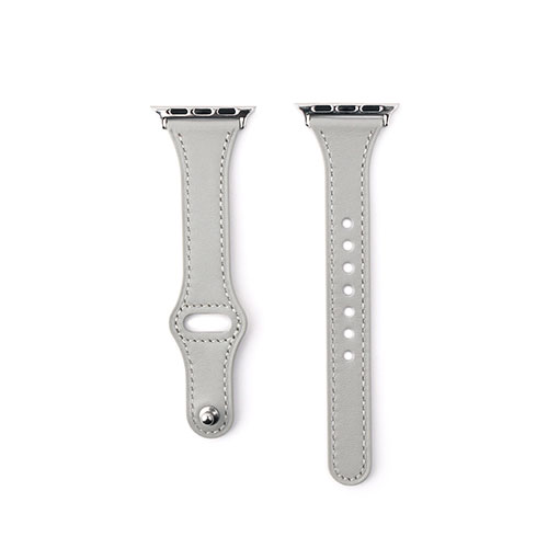 WEARPLANET Slim Line フラット本革バンド for Apple Watch 45/44/42mm Antique Gray WP23207AWGR