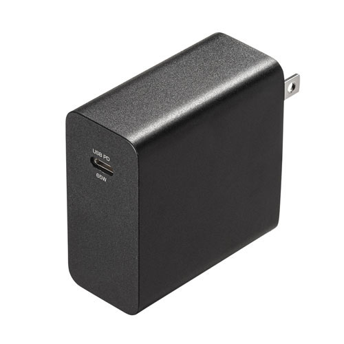 サンワサプライ USB PD対応AC充電器(PD65W・TypeCケーブル付き) ACA-PD91BK サンワサプライ USB PD対応AC充電器(PD65W・TypeCケーブル付き) ACA-PD91BK