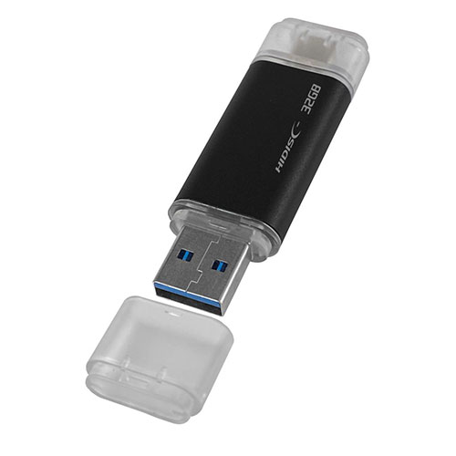 LAN デジタル パット 情報 スタンド ケース ルーター 周辺 スマホ パーツ アクセサリー デジタル関連 | HIDISC USB3.2 Gen2 Type-C &Type-A搭載 フラッシュドライブ 32GB キャップ式 HDUF136C32G3C