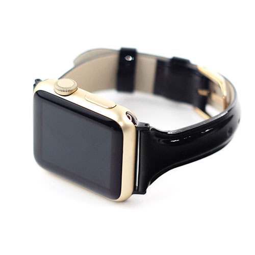 WEARPLANET Slim Line 本革 エナメルバンド for Apple Watch 41/40/38mm ディープブラック WP23097AWBK | Apple 関連単語 アップル watch 10 バンド se 9 充電器 充電 カバー ultra スマートフォン カード スマホ タブレット ギフト Pencil ウオッチ メンズ