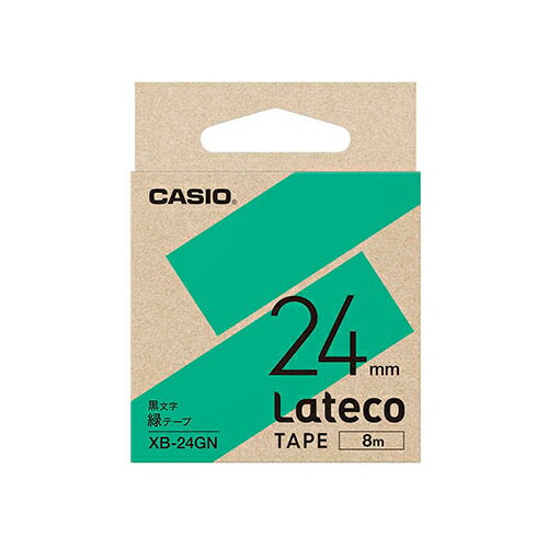 カシオ計算機 Lateco専用詰替用テープ/緑に黒文字/24mm XB-24GN カシオ計算機 Lateco専用詰替用テープ/緑に黒文字/24mm XB-24GN