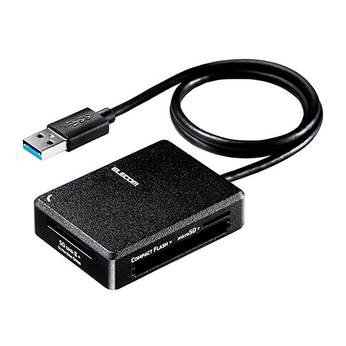 エレコム メモリリーダライタ/超高速タイプ/USB3.0対応/ケーブル50cm/SD+microSD+MS+CF対応/ブラック MR3-C402BK | パソコン 周辺機器 関連:コンセント 充電器 延長 タイプ メモリー アダプタ ハブ 容量 ケーブル 充電 変換 type usbメモリ