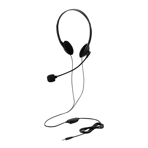 パソコン パーツ 部品 LAN スタンド 情報 マウス スマートフォン OA機器 周辺 スマホ デジタル関連 | エレコム 有線ヘッドセット 両耳オーバーヘッド 小型 4極 1.8m ブラック HS-HP01STBK
