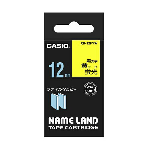 カシオ計算機 ネームランドテープ12mm 蛍光黄 XR-12FYW カシオ計算機 ネームランドテープ12mm 蛍光黄 XR-12FYW