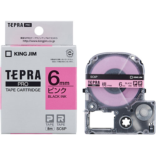 KING JIM キングジム テプラPROテープ 6mm ピンク KJ-SC6P | テープ 関連単語 メジャー ライター led お洒落 おしゃれ 医療 マスキング のり 詰替え ホルダー 両面 テプラ 詰め替え ライト カッター ボール