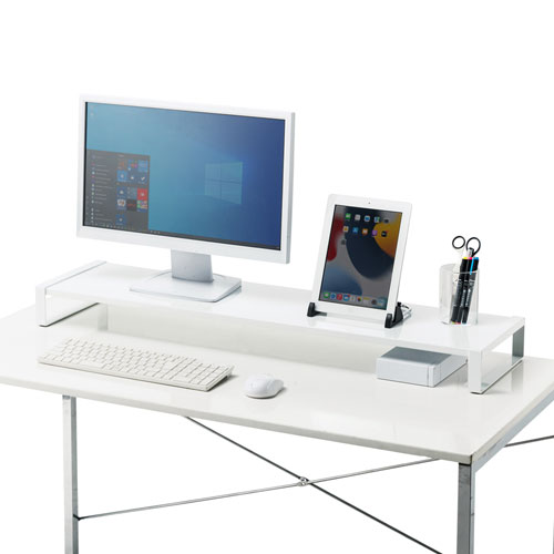 スタンド アクセサリー 部品 マウス パット WEB LAN ルーター パソコン スマートフォン スマホ デジタル関連 | サンワサプライ スチール製机上ラック W1000 MR-LC209WN [3]