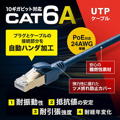 スマートフォン スマホ OA機器 デジタル 情報 周辺 機器 パーツ ケース スタンド アクセサリー デジタル関連 | サンワサプライ カテゴリ6Aハンダ産業用LANケーブル KB-H6A-01NV