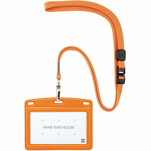 オープン工業 吊り下げ名札 レザ調 ヨコ名刺 1枚 橙 OPEN-K-N-123P-RG | 名刺 関連単語 名刺入れ レデ..