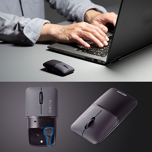 部品 マウス パット WEB LAN ルーター パソコン スマートフォン スマホ OA機器 デジタル デジタル関連 | サンワサプライ 静音BluetoothブルーLEDマウス SLIMO 充電式 MA-BBS310BK