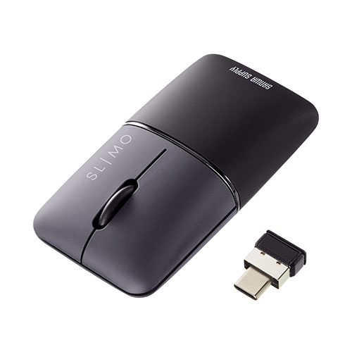 サンワサプライ 静音ワイヤレスブルーLEDマウス SLIMO (充電式・Type-C) MA-WCBS310BK | Bluetooth wifi 無線 ワイヤレス 関連単語 ブルートゥース イヤホン スピーカー マウス 送信機 トランスミッター 変換 機器 ルーター 中継器 usb 充電 キーボード 充電器