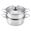 ルチェンテ IH対応二段蒸し器20cm K20783617 | IH対応 調理 料理 関連単語 マット シート トング 温度 蓋 ふた キッチン はさみ 鍋 土...