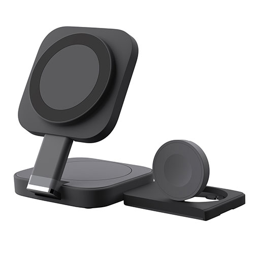 Hacray ハクライ 3 in 1折りたたみワイヤレス充電スタンド ブラック HR-N3BK ジャンル(スマートフォン タブレット バッテリー 充電器 ワイヤ...