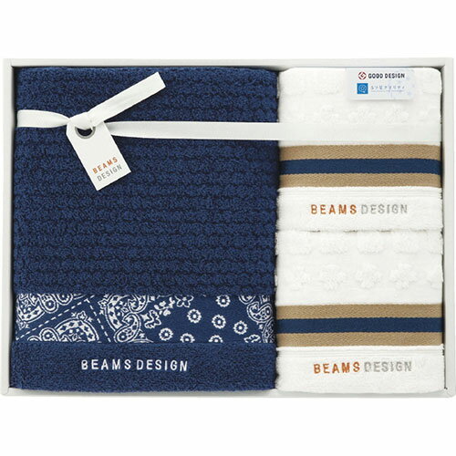 BEAMS DESIGN ラインバンダナ バスタオル&フェイスタオル2P ネイビーブルー C5072129 関連（アイディア おしゃれ ホビー おもちゃ 文具 雑貨 ）