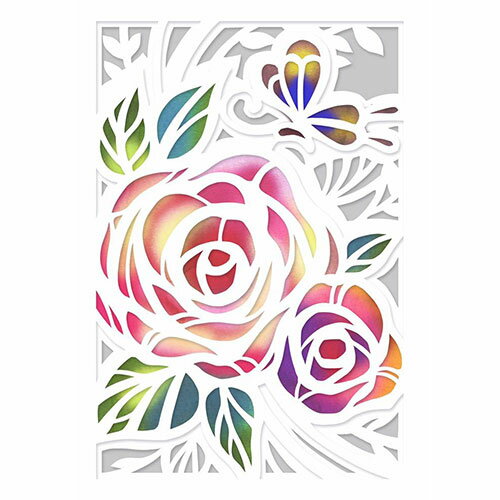 人気 冬 お歳暮 ギフト クリスマス プレゼント トラストプリンティング 切り絵キット (カサネ)バラと蝶々-A4white-H ハンドメイドペーパーカット W...