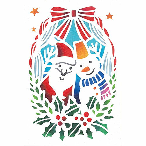 人気 冬 お歳暮 ギフト クリスマス プレゼント トラストプリンティング 切り絵キット サンタとスノーマン-ハガキwhite-H ハンドメイドペーパーカット W...