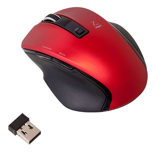 パソコン スマホ OA機器 デジタル 情報 周辺 機器 パーツ ケース スタンド アクセサリー デジタル関連 | Digio デジオ 小型無線5ボタンBlueLEDマウス レッド MUS-RKF119R