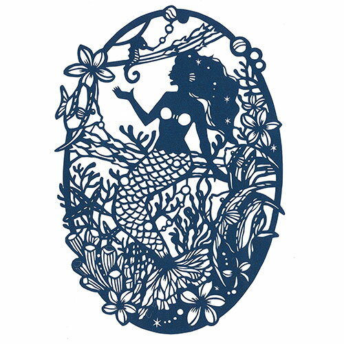 人気 冬 お歳暮 ギフト クリスマス プレゼント トラストプリンティング 切り絵キット 人魚姫/mermaid-A4blue-H ハンドメイドペーパーカット B...