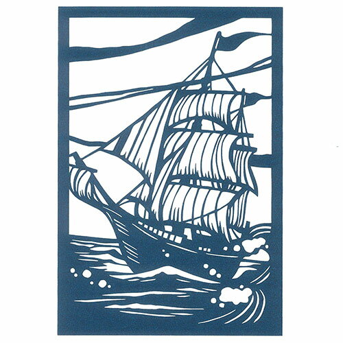人気 冬 お歳暮 ギフト クリスマス プレゼント トラストプリンティング 切り絵キット 船/ship-A5blue-H ハンドメイドペーパーカット BA5-H0...