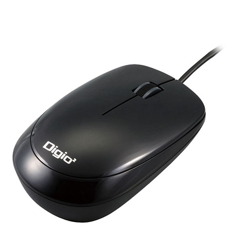 パット WEB LAN ルーター パソコン スマートフォン スマホ OA機器 デジタル 情報 周辺 デジタル関連 | Digio デジオ 小型有線3ボタン光学式マウス ブラック MUS-UKT114BK