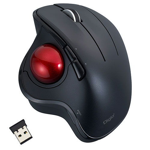 機器 パーツ ケース スタンド アクセサリー 部品 マウス パット WEB LAN ルーター デジタル関連 | Digio デジオ 角度可変スタンド付き 無線 親指5ボタン光学式トラックボール ブラック MUS-TRIF180BK