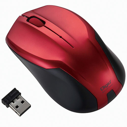 Digio デジオ 無線 静音 3ボタンBlueLEDマウス レッド MUS-RKT125GR 関連（IT コンピューター 他 周辺機器 ネットワーク ケーブル 延長 充電 変換 コード コンセント テンキー パーツ）