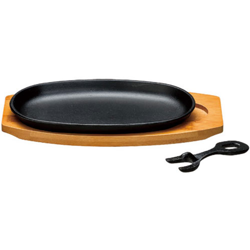 イシガキ産業 鉄鋳物 小判ステーキ皿1枚組 敷板・ハンドル付 3973 ジャンル（カトラリー 食器 キッチン用品 グラス 調理器具）