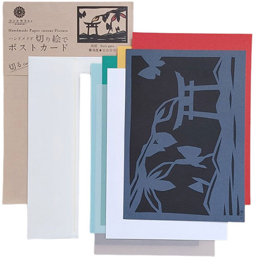 人気 冬 お歳暮 ギフト クリスマス プレゼント トラストプリンティング ハンドメイド切り絵でポストカード(B6) 鳥居 PST-002