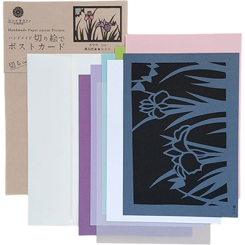 人気 冬 お歳暮 ギフト クリスマス プレゼント トラストプリンティング ハンドメイド切り絵でポストカード(B6) あやめ PST-004