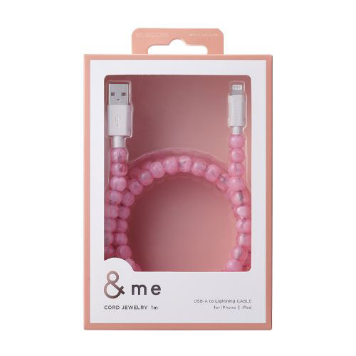 情報 周辺 機器 パーツ ケース スタンド アクセサリー 部品 マウス パット WEB デジタル関連 | エレコム コードジュエリー &me USB-A - Lightningケーブル ピンクマーブル MPA-CJAL10PN