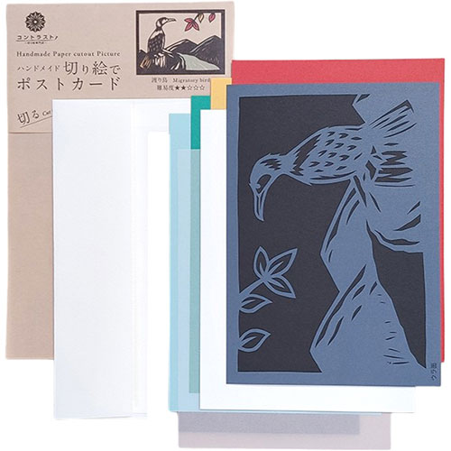 人気 冬 お歳暮 ギフト クリスマス プレゼント 【5セット】 トラストプリンティング ハンドメイド切り絵でポストカード(B6) 渡り鳥 PST-006X5