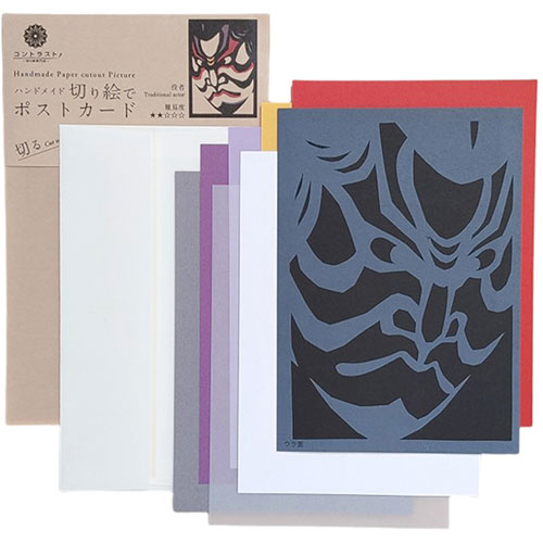 人気 冬 お歳暮 ギフト クリスマス プレゼント 【5セット】 トラストプリンティング ハンドメイド切り絵でポストカード(B6) 役者 PST-007X5