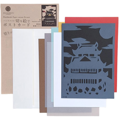 人気 冬 お歳暮 ギフト クリスマス プレゼント 【5セット】 トラストプリンティング ハンドメイド切り絵でポストカード(B6) 城 PST-009X5