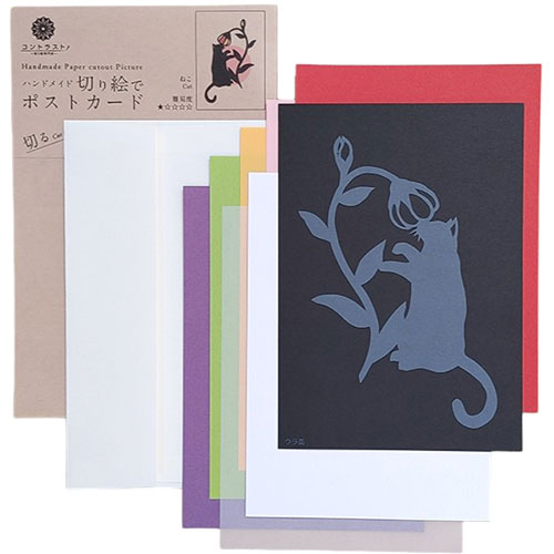 人気 冬 お歳暮 ギフト クリスマス プレゼント 【5セット】 トラストプリンティング ハンドメイド切り絵でポストカード(B6) ねこ PST-014X5