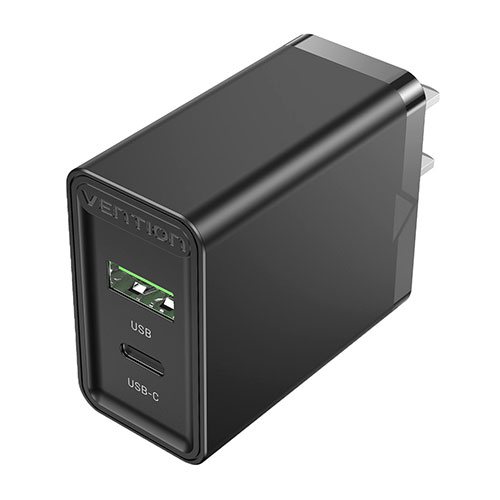 VENTION 2 ポート USB(A+C) コンセント充電器 (18W/20W) JP-プラグ ブラック FB-8517 | スマホ pc スマートフォン タブレット 周辺機器 アクセサリー 関連単語 タッチペン モニター デジタルケーブル ネットワーク WIFI パソコン 変換 コネクタ アダプター ハブ