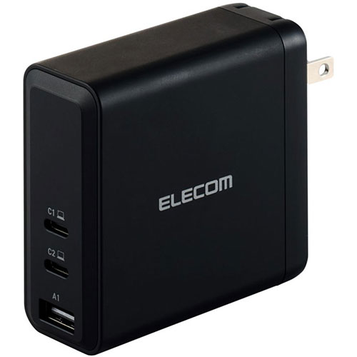 エレコム AC充電器 USB充電器 USB PD対応 140W USB-C×2 USB-A×1 スイングプラグ ブラック MPA-ACCP96140BK | スマホ pc スマートフォン タブレット 周辺機器 アクセサリー 関連単語 WIFI パソコン 変換 コネクタ アダプター ハブ 電源 ドライブ 無線 ルーター