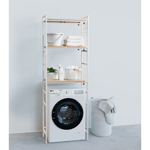 伸縮式ランドリーラック 65〜95×40×192cm ランドリールームをスッキリ収納 組立式 K51213614 | 有孔ボード 棚 ラック 収納 関連単語 便利 アイディアグッズ フック マグネット 卓上 スタンド つっぱり 時短グッズ 便利 用紙 食器 ケース ボックス ボード 収納棚