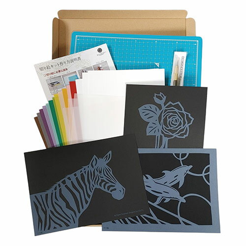 人気 冬 お歳暮 ギフト クリスマス プレゼント トラストプリンティング 切り絵スターターキット 大(ノートサイズ) 切り絵道具一式/イルカ・しまうま・ばらのセ...