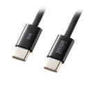 パソコン スマホ タブレット PC アクセサリー USB Type-Cシリコンメッシュケーブル PD60W対応 ブラック・1m USB Type-Cポートを持つ...