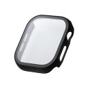 エレコム Apple Watch Series 10 (46mm) フルカバーケース プレミアムガラス 反射防止 ブラック AW-24AFCGMBK