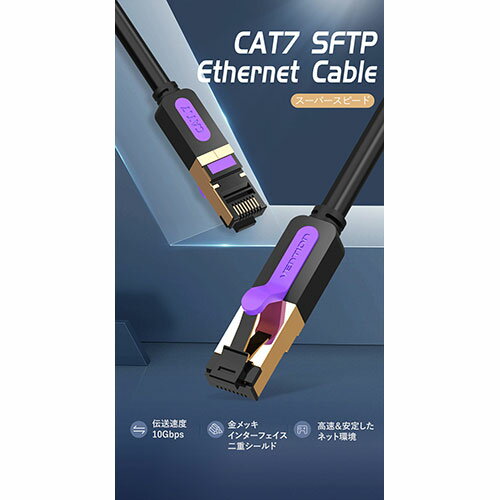 【5本セット】 VENTION Cat.7 SSTP LANケーブル 1m ブラック IC-9617X5