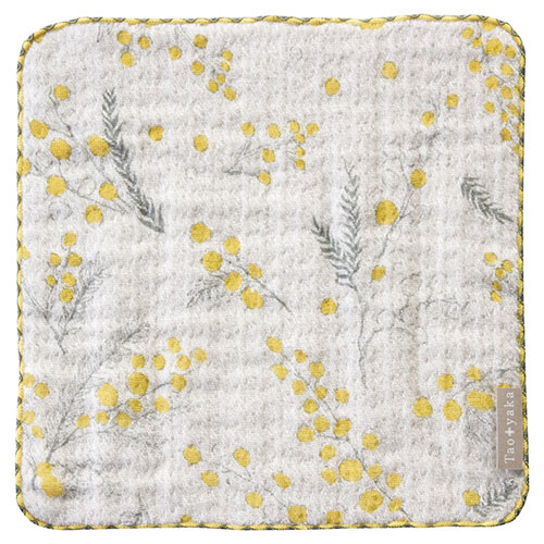 Taoyaka 4重ガーゼ織ハンカチ 使うほどにやわらかい・肌にやさしい・口まわりやベビーケアに ミモザ 日..