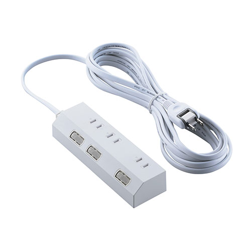 エレコム 個別スイッチ付き3口タップ 5m ホワイト T-IS01-2350WH