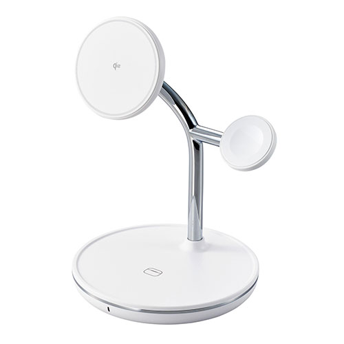 エレコム Qi2 3in1ワイヤレス充電スタンド(15W+5W+Apple Watch) ホワイト W-MS08WH エレコム Qi2 3in1ワイヤレス充電スタンド(15W+5W+Apple Watch) ホワイト W-MS08WH