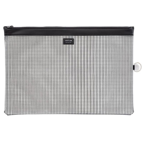 LIHIT LAB. ハーフウェイ メッシュ B4サイズのクリアケース コピー用紙約150枚程度を収納 ブラック F24..