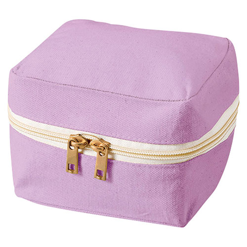 キャンバススクエアファスナーポーチ Sサイズ ぬいぐるみを持ち運ぶのにぴったり・持ち手付き　パープ..